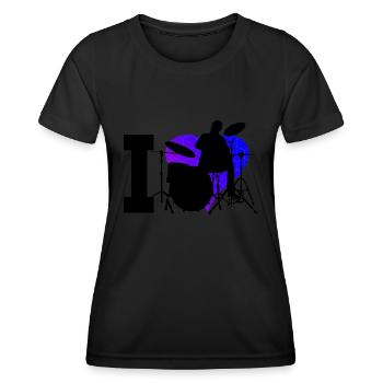 Percussions de batteur féminin - T-shirt sport Femme - noir - Devant - AI Model Female 172 light (172cm)