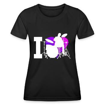 Femmes Batteur Batterie Batterie Percussions - T-shirt sport Femme - noir - Devant - AI Model Female 172 light (172cm)