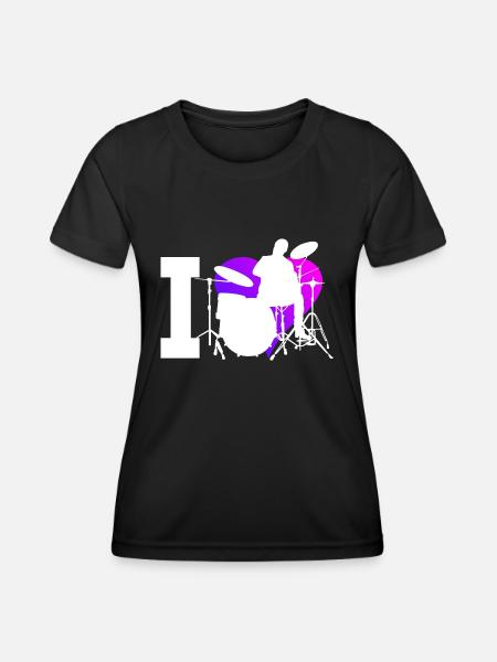 Femmes Batteur Batterie Batterie Percussions - T-shirt sport Femme - noir