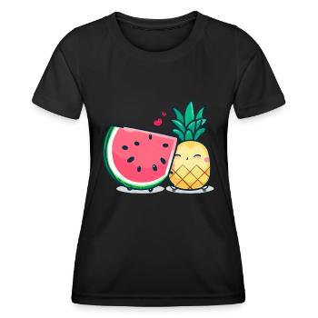 Wassermelone und Ananas beste Freunde - Frauen Funktions-T-Shirt - Schwarz - Vorne - AI Model Female 172 light (172cm)