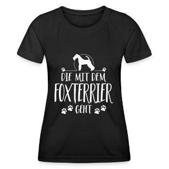 DIE MIT FOXTERRIER Hundespruch Hund Hunde - Frauen Funktions-T-Shirt - Schwarz - Vorne - AI Model Female 172 light (172cm)