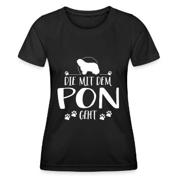 DIE MIT PON GEHT Hundespruch Hunde Hund - Frauen Funktions-T-Shirt - Schwarz - Vorne - AI Model Female 172 light (172cm)