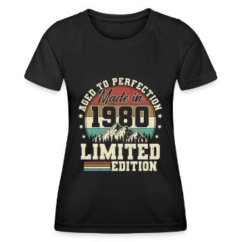 1980 Vintage Born Vintage Cadeau d’anniversaire - T-shirt sport Femme - noir - Devant - AI Model Female 172 light (172cm)