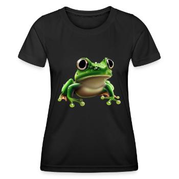 Regenfrosch Wassertropfen Frosch - Frauen Funktions-T-Shirt - Schwarz - Vorne - AI Model Female 172 light (172cm)