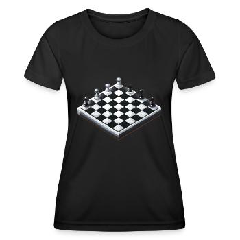 Schachbrett Schach - Frauen Funktions-T-Shirt - Schwarz - Vorne - AI Model Female 172 light (172cm)