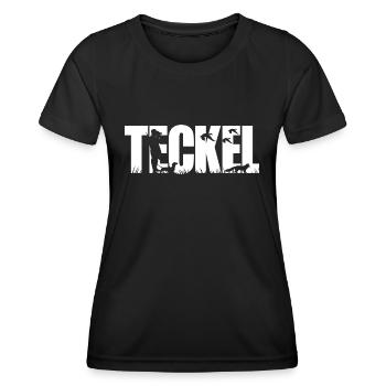 TECKEL Chien de chasse Wilsigns Chasseur Chasseur Teckel - T-shirt sport Femme - noir - Devant - AI Model Female 172 light (172cm)