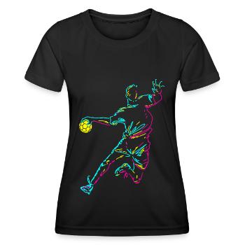 Joueur de handball Attaquant Jump Shot Gardien de but - T-shirt sport Femme - noir - Devant - AI Model Female 172 light (172cm)