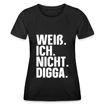 Je ne connais pas Digga Drôle Je ne connais pas Digga - T-shirt sport Femme - noir - Devant - AI Model Female 172 light (172cm)
