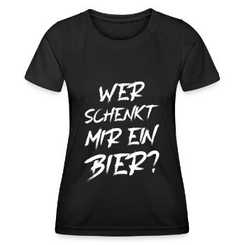 Who will give me a beer? Mallorca Beer Festival - Women's Functional T-Shirt - black - Front - AI Model Female 172 light (172cm)
