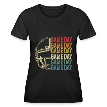 Retro Football Gameday American Football - Frauen Funktions-T-Shirt - Schwarz - Vorne - AI Model Female 172 light (172cm)