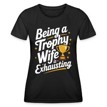 Frau Ehefrau Partnerin Familie Verheiratet - Frauen Funktions-T-Shirt - Schwarz - Vorne - AI Model Female 172 light (172cm)