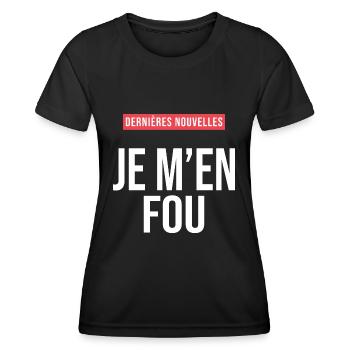 Je m en fou humour sarcastique drôle - T-shirt sport Femme - noir - Devant - AI Model Female 172 light (172cm)