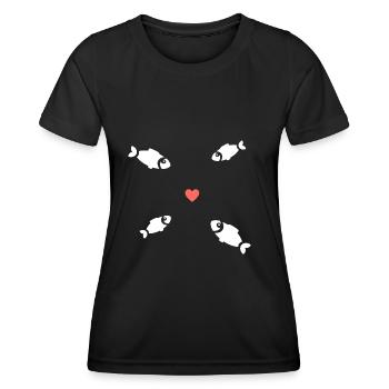 Poissons Essaim de poisson Coeur - T-shirt sport Femme - noir - Devant - AI Model Female 172 light (172cm)