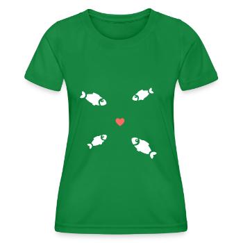 Fish Swarm Heart - Women's Functional T-Shirt - kelly green - Front - AI Model Female 172 dark (172cm)