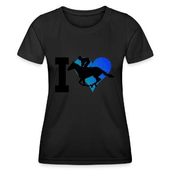 Concours de saut d'obstacles équestre pour dames - T-shirt sport Femme - noir - Devant - AI Model Female 172 light (172cm)