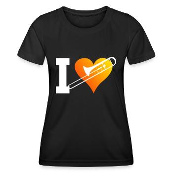Posaunistin Herren Tenorposaune Blaskapelle - Frauen Funktions-T-Shirt - Schwarz - Vorne - AI Model Female 172 light (172cm)