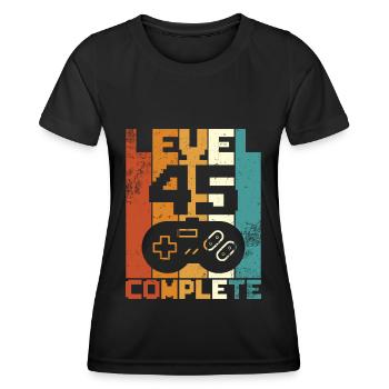 45 years retro 45 birthday funny - Women's Functional T-Shirt - black - Front - AI Model Female 172 light (172cm)