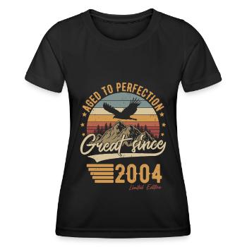 2004 Vintage Born Vintage Birthday Retro - Women's Functional T-Shirt - black - Front - AI Model Female 172 light (172cm)