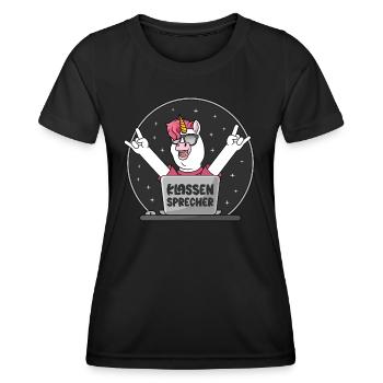 Klassen Sprecher Schule Einhorn PC Klassensprecher - Frauen Funktions-T-Shirt - Schwarz - Vorne - AI Model Female 172 light (172cm)