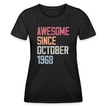 Bogosse geboren im Oktober 1968 - Fête d'anniversair - Frauen Funktions-T-Shirt - Schwarz - Vorne - AI Model Female 172 light (172cm)