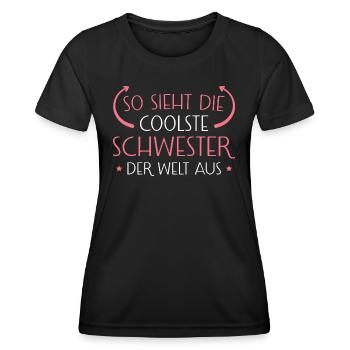 Coolste Schwester der Welt Schwester Geschenk - Frauen Funktions-T-Shirt - Schwarz - Vorne - AI Model Female 172 light (172cm)