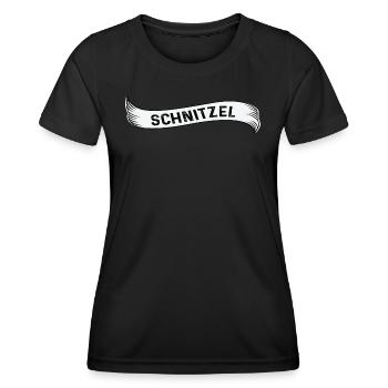 Schnitzel Schriftzug Lieblingsessen Leibgericht - Frauen Funktions-T-Shirt - Schwarz - Vorne - AI Model Female 172 light (172cm)