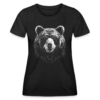 Bear Portrait Brown Bear Grizzly Bear - Women's Functional T-Shirt - black - Front - AI Model Female 172 light (172cm)