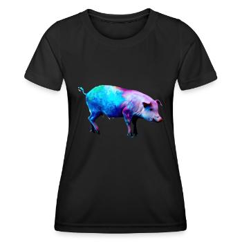 Farbenfrohes Schwein - Frauen Funktions-T-Shirt - Schwarz - Vorne - AI Model Female 172 light (172cm)