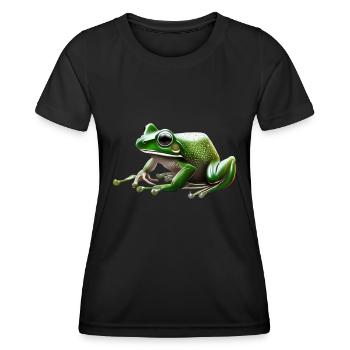 Regenfrosch Wassertropfen Frosch - Frauen Funktions-T-Shirt - Schwarz - Vorne - AI Model Female 172 light (172cm)