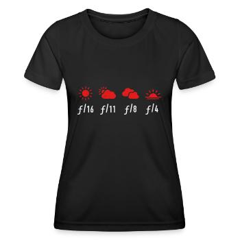 SUNNY 16 REGEL FOTOGRAFIE BELICHTUNG FOTOGRAFEN - Frauen Funktions-T-Shirt - Schwarz - Vorne - AI Model Female 172 light (172cm)