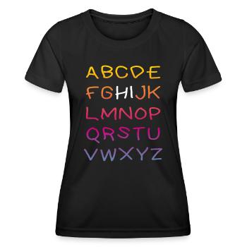 Salut Alphabet - T-shirt sport Femme - noir - Devant - AI Model Female 172 light (172cm)