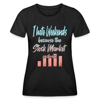 Le marché boursier est fermé - T-shirt sport Femme - noir - Devant - AI Model Female 172 light (172cm)