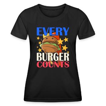 Chaque hamburger compte - T-shirt sport Femme - noir - Devant - AI Model Female 172 light (172cm)