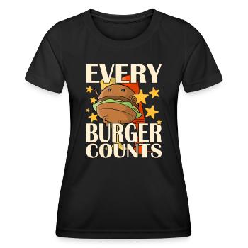 Chaque hamburger compte - T-shirt sport Femme - noir - Devant - AI Model Female 172 light (172cm)