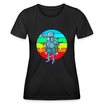 Cartoon Knight Sunset - T-shirt sport Femme - noir - Devant - AI Model Female 172 light (172cm)