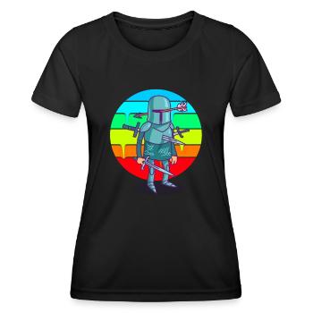 Cartoon Knight Sunset - T-shirt sport Femme - noir - Devant - AI Model Female 172 light (172cm)