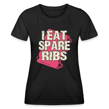 I eat spare ribs - Frauen Funktions-T-Shirt - Schwarz - Vorne - AI Model Female 172 light (172cm)