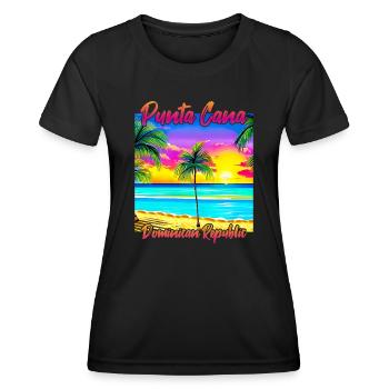 Punta Cana République dominicaine - T-shirt sport Femme - noir - Devant - AI Model Female 172 light (172cm)
