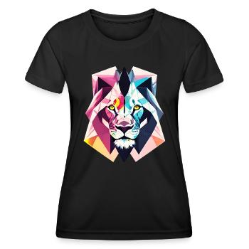 Polygon Löwe - Frauen Funktions-T-Shirt - Schwarz - Vorne - AI Model Female 172 light (172cm)
