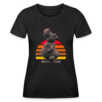 Yoga Hippo - Frauen Funktions-T-Shirt - Schwarz - Vorne - AI Model Female 172 light (172cm)