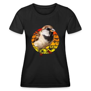 Moineau domestique - Birdwatcher Design - T-shirt sport Femme - noir - Devant - AI Model Female 172 light (172cm)