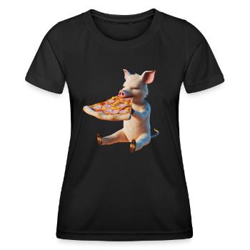 Piggy in Paradise Pizza - Frauen Funktions-T-Shirt - Schwarz - Vorne - AI Model Female 172 light (172cm)