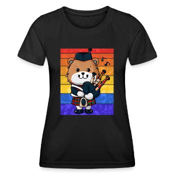 Scottish Bagpipe Bear - Women's Functional T-Shirt - black - Front - AI Model Female 172 light (172cm)
