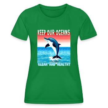 Delfin Umweltschutz ist wichtig - Frauen Funktions-T-Shirt - Kelly Green - Vorne - AI Model Female 172 dark (172cm)