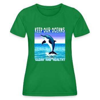 Delfin Umweltschutz ist wichtig - Frauen Funktions-T-Shirt - Kelly Green - Vorne - AI Model Female 172 dark (172cm)