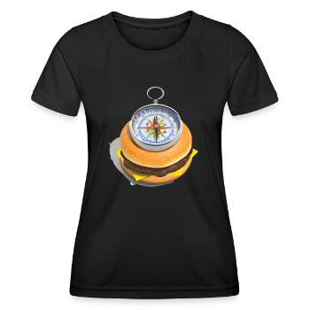 Cheeseburger Kompass - Frauen Funktions-T-Shirt - Schwarz - Vorne - AI Model Female 172 light (172cm)