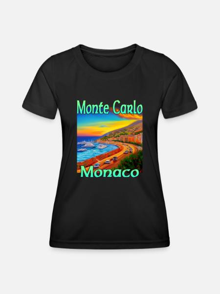 Monte Carlo Sunset in Monaco - Frauen Funktions-T-Shirt - Schwarz