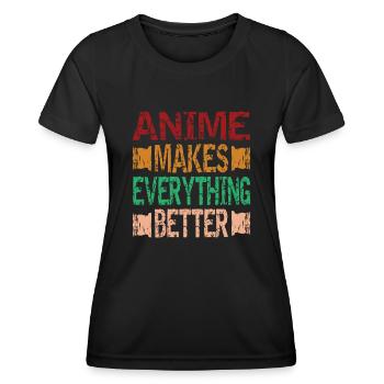 Anime makes everything better Anime Introvert girl - Women's Functional T-Shirt - black - Front - AI Model Female 172 light (172cm)