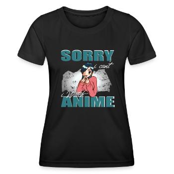 Sorry i can't i watch Anime Introvert Girl Japan - Women's Functional T-Shirt - black - Front - AI Model Female 172 light (172cm)
