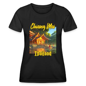 Chiang Mai Sonnenuntergang - Frauen Funktions-T-Shirt - Schwarz - Vorne - AI Model Female 172 light (172cm)